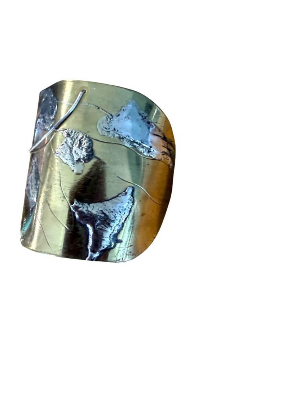 Brass Silver Abstract VTG Hair Barrette 2" French Badman Clip Made In France - Picture 3 of 6